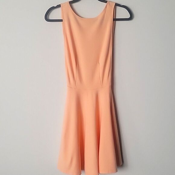 NEW American Apparel Peach Orange Y2k Skater Mini Fit Flare Dress S Indie Sexy - Picture 4 of 16